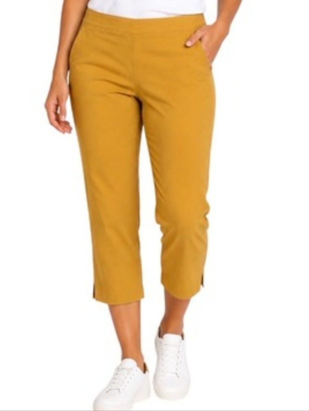 Boden Pants Mustard Yellow Twill Cropped Ankle Tapered Slim Stretch Pant Size 6R